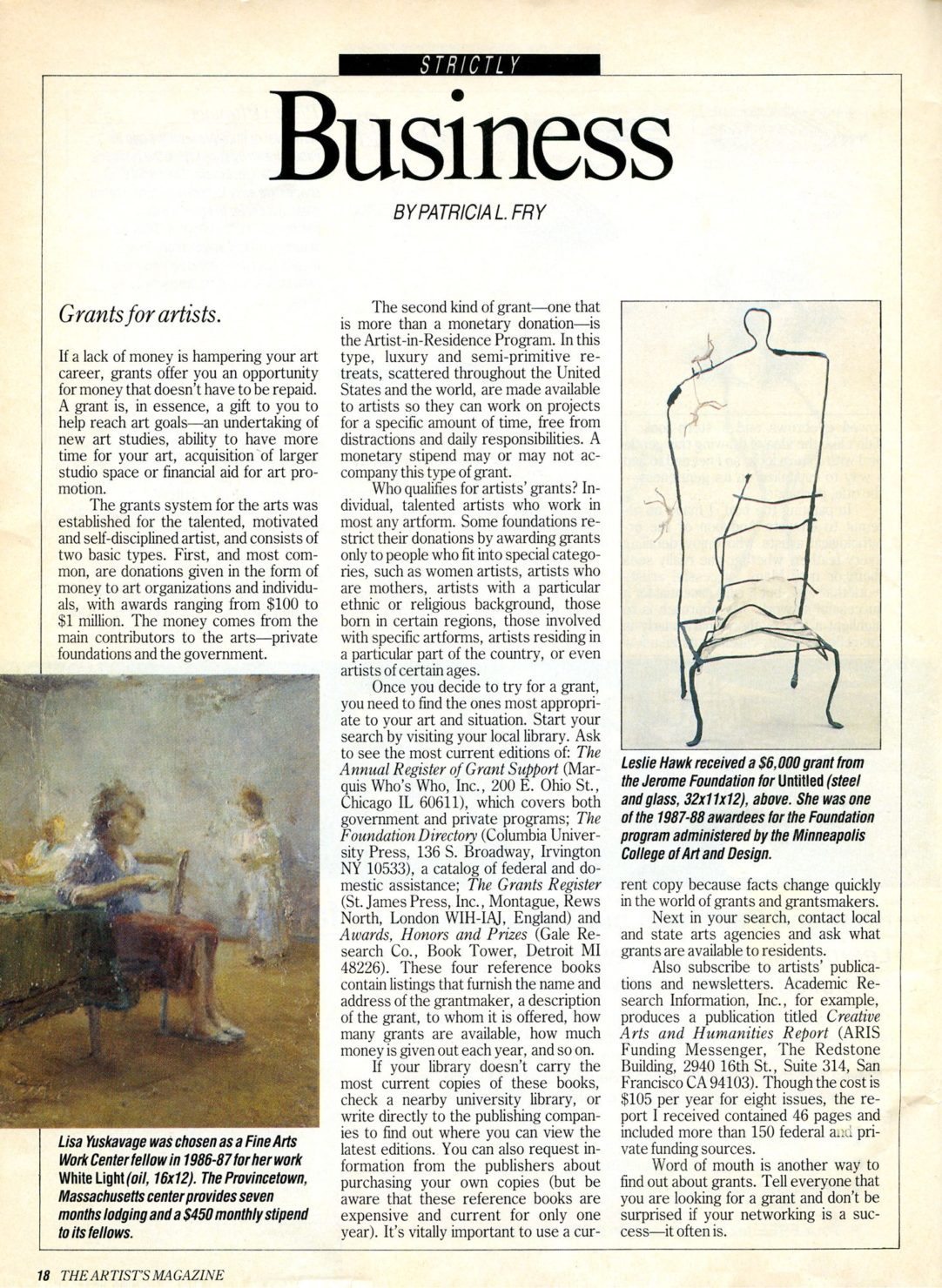 Strictly Business: Grants for Artists