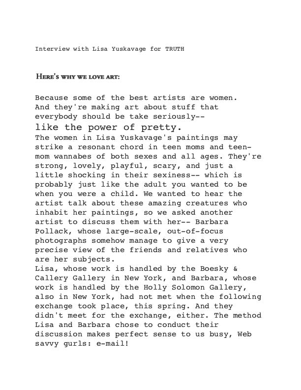 Interview with Lisa Yuskavage