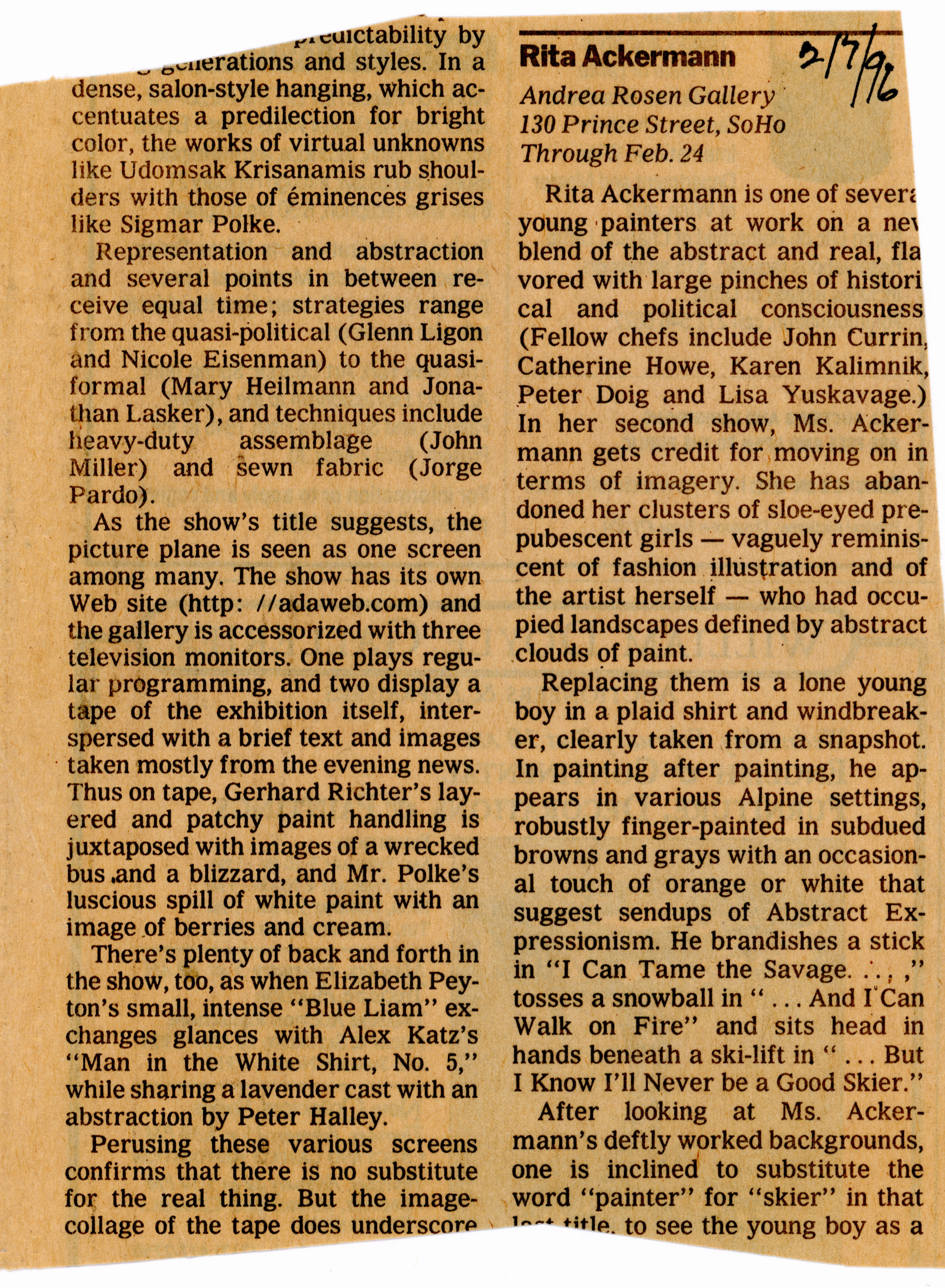 Rita Ackerman at Andrea Rosen Gallery