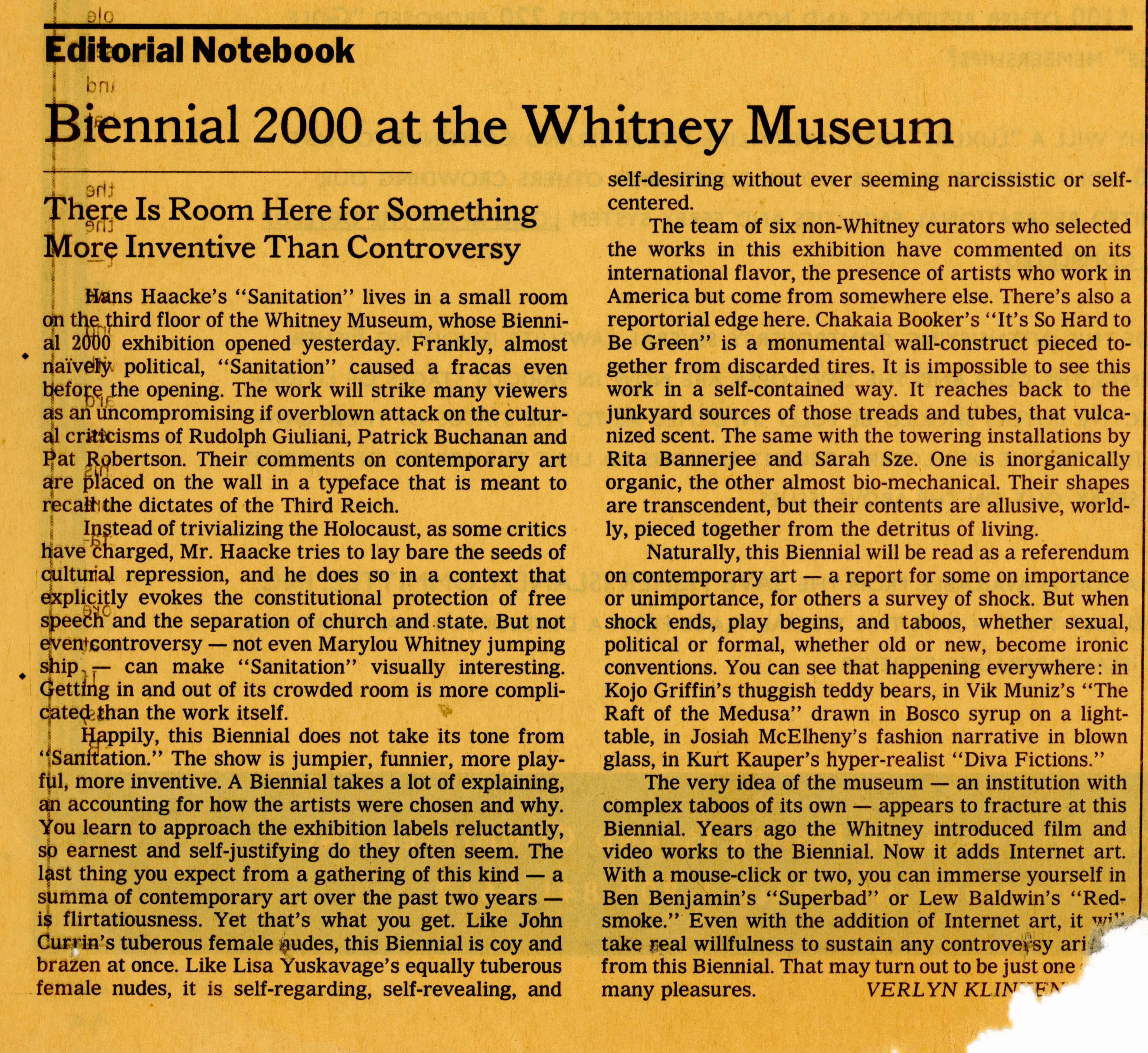 Biennial 2000 at the Whitney Museum