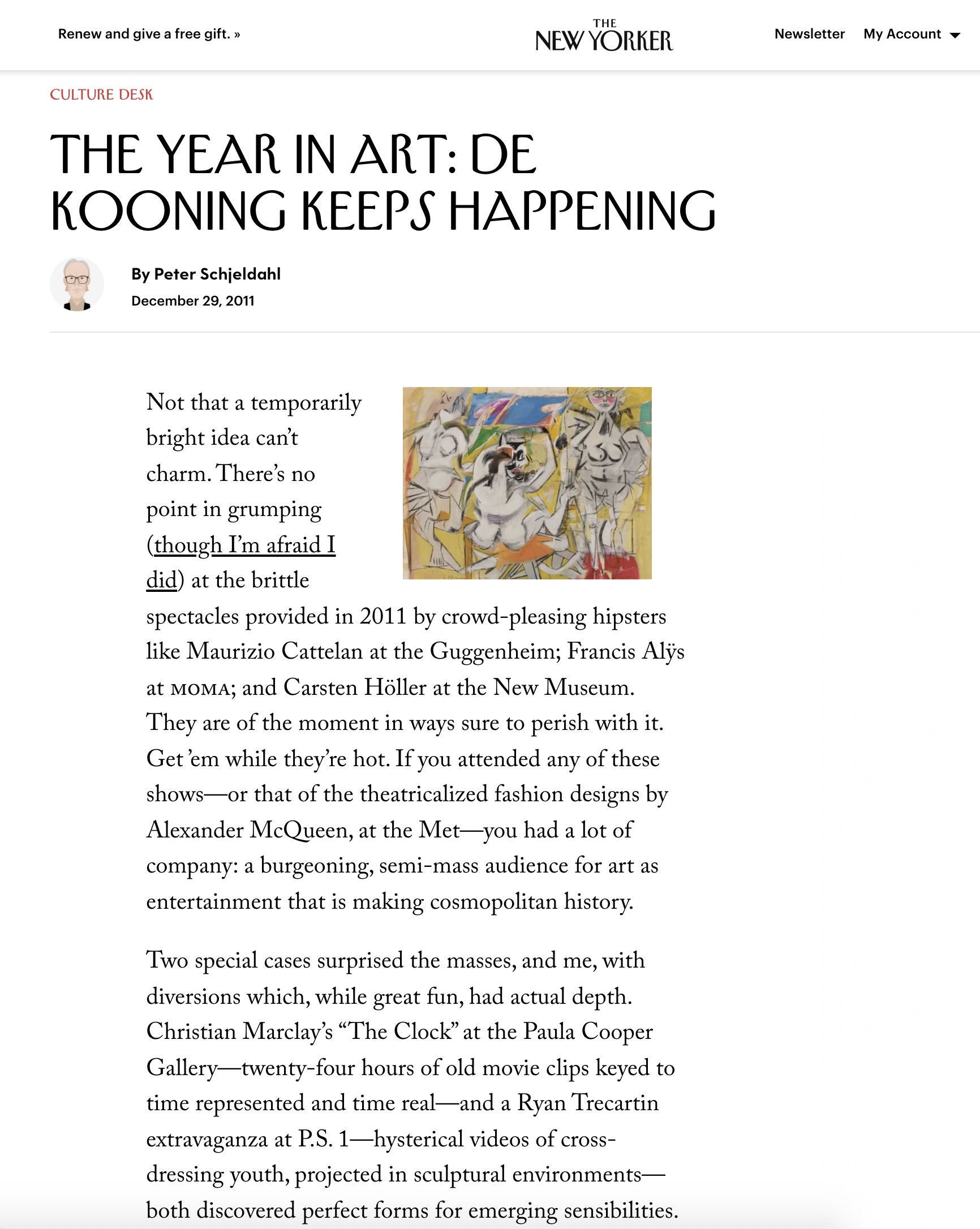 The Year in Art: De Kooning Keeps Happening