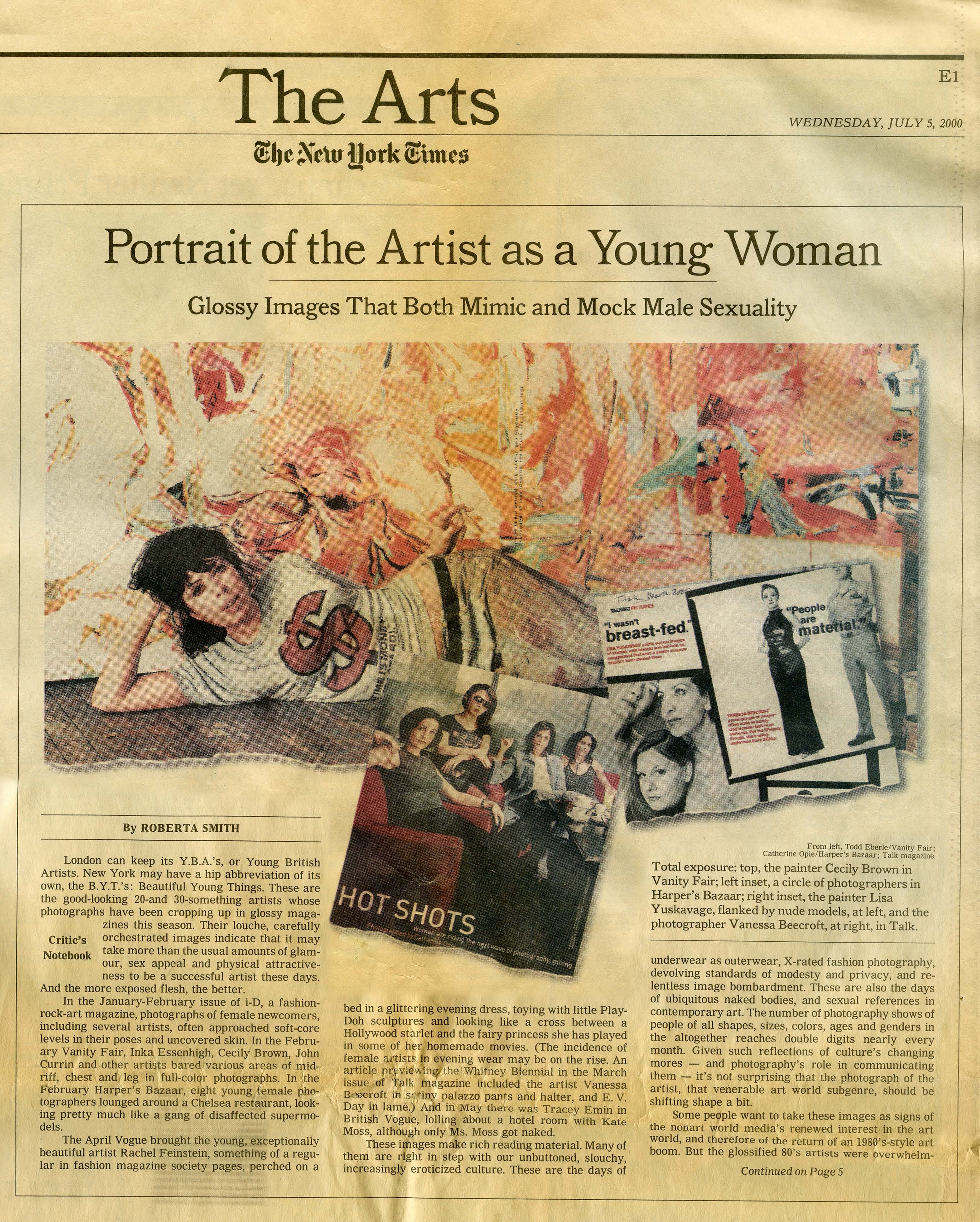 Critic’s Notebook: Portrait of the Artist as a Young Woman; Glossy Images That Both Mimic and Mock Male Sexuaility