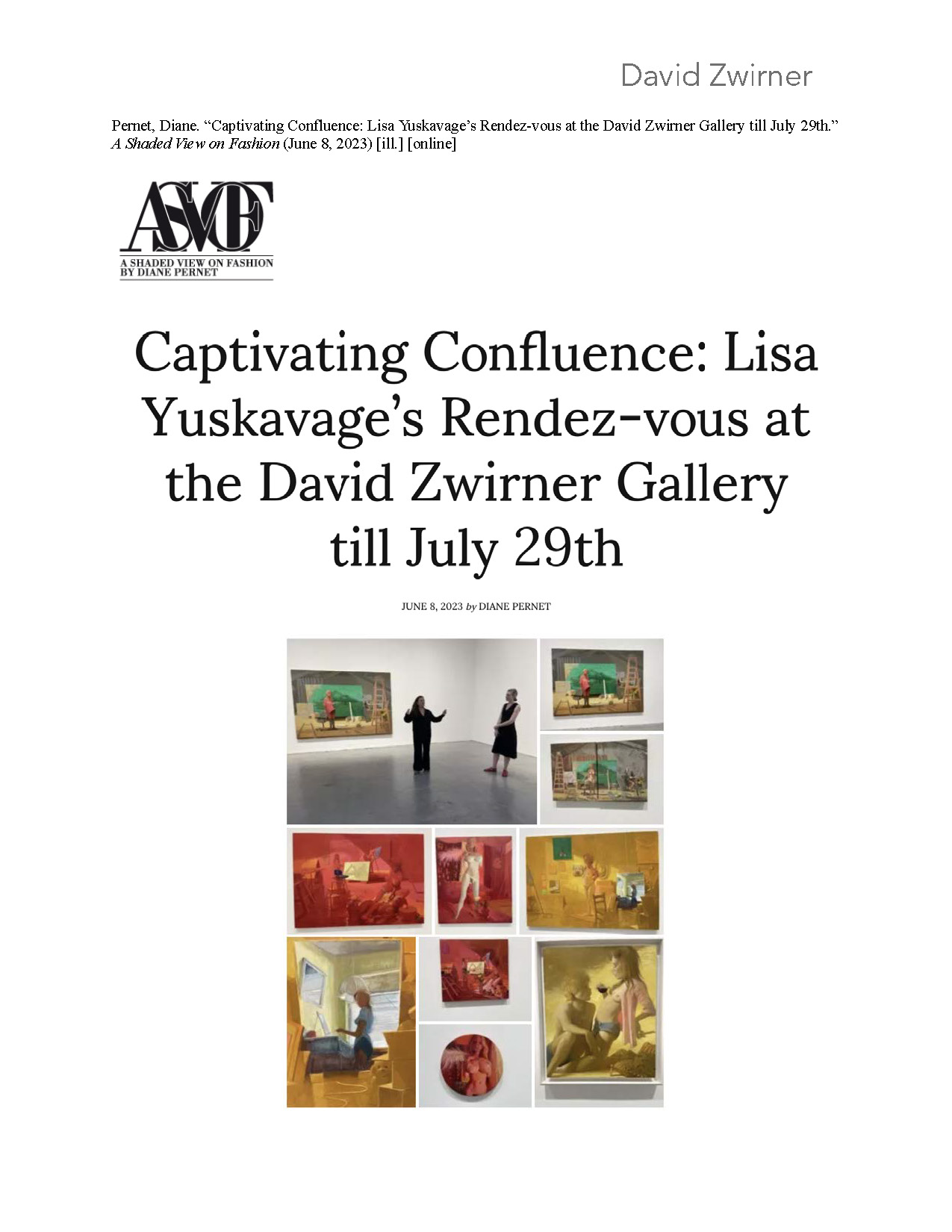 Captivating Confluence: Lisa Yuskavage’s Rendez-vous at the David Zwirner Gallery till July 29th