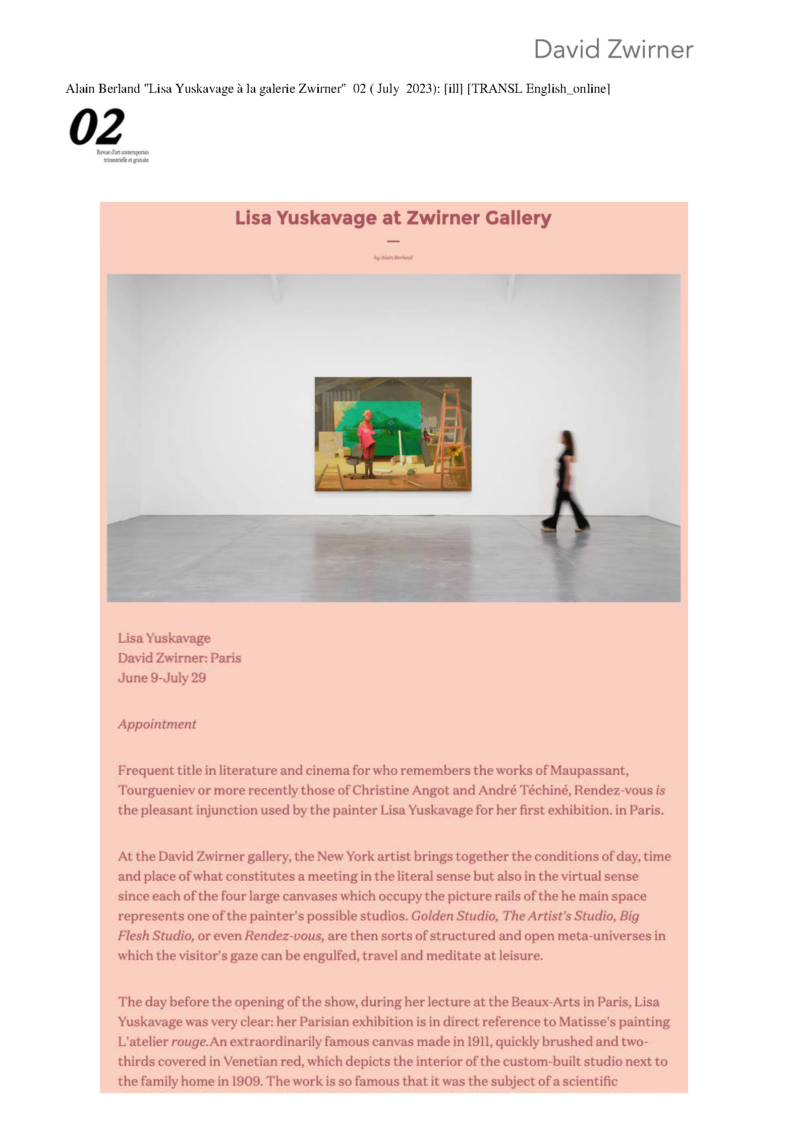 Lisa Yuskavage à la galerie Zwirner